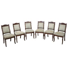 19th Century Italian Carved Mahogany Charles X Six Chairs