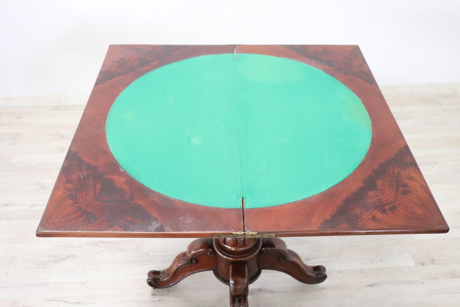 19th Century Italian Carved Mahogany Wood Antique Game Table 6