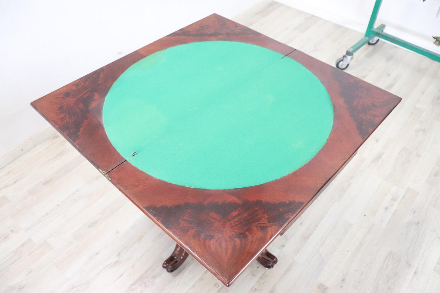 19th Century Italian Carved Mahogany Wood Antique Game Table 8