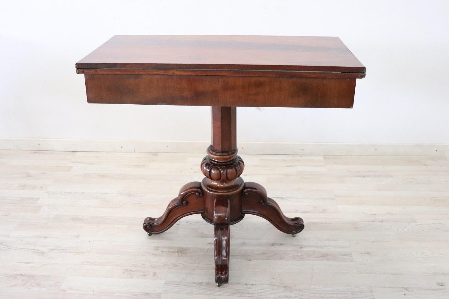 19th Century Italian Carved Mahogany Wood Antique Game Table 3