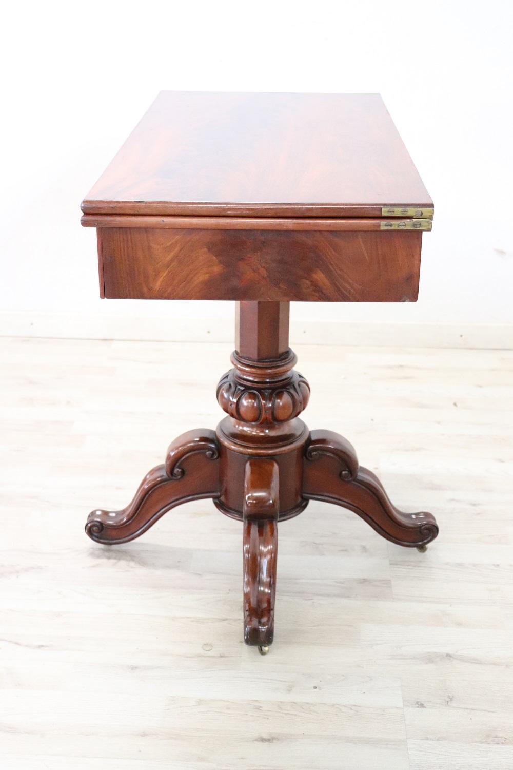 19th Century Italian Carved Mahogany Wood Antique Game Table 4