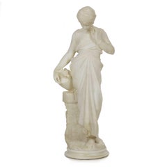 19th Century Italian Carved Marble Sculpture of Water Carrier, Florence