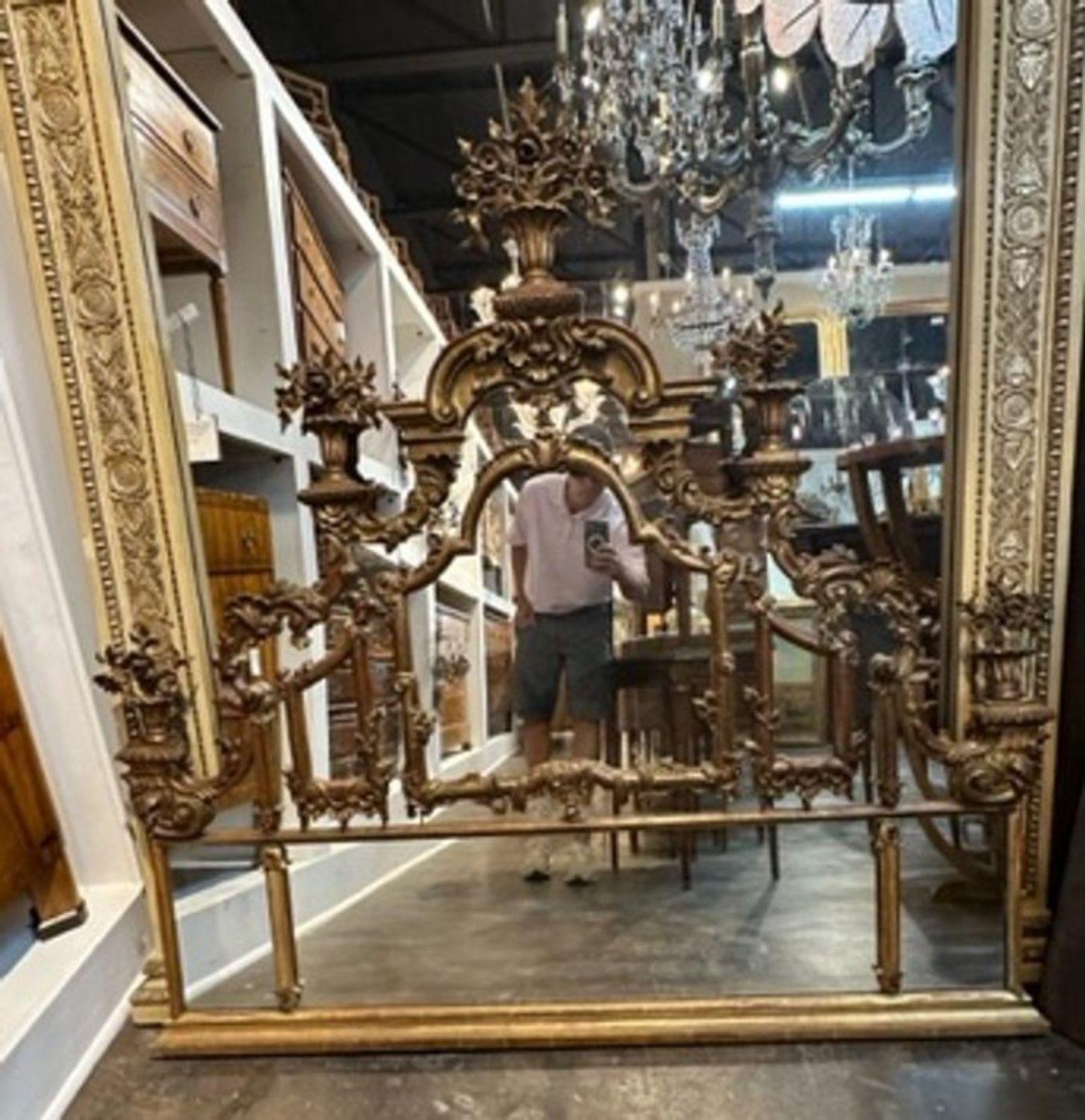 Lovely 19th century Italian carved mirror or headboard. Featuring beautiful intricate carvings! A stunning piece!!