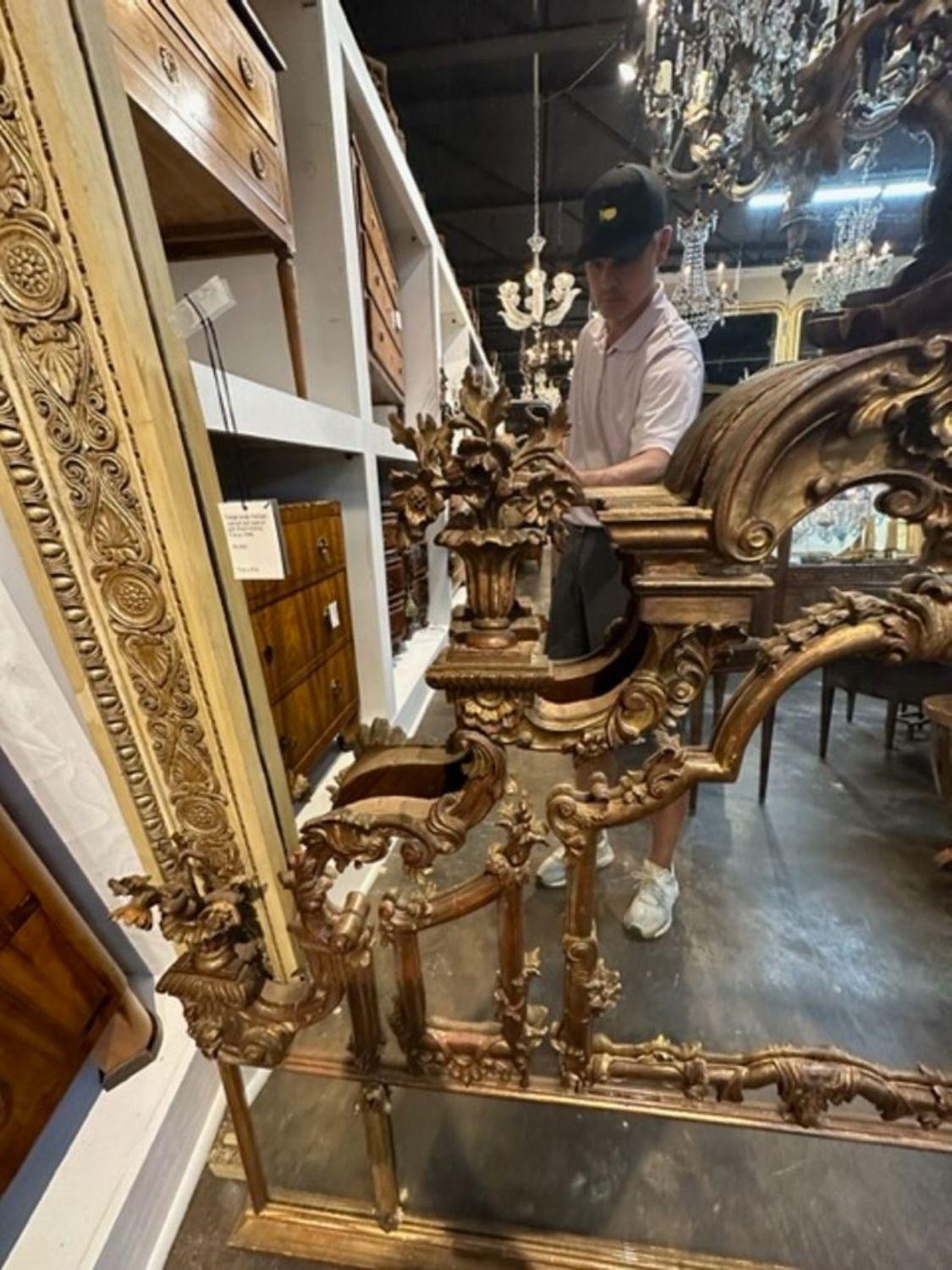 19th Century Italian Carved Mirror/Headboard In Good Condition For Sale In Dallas, TX