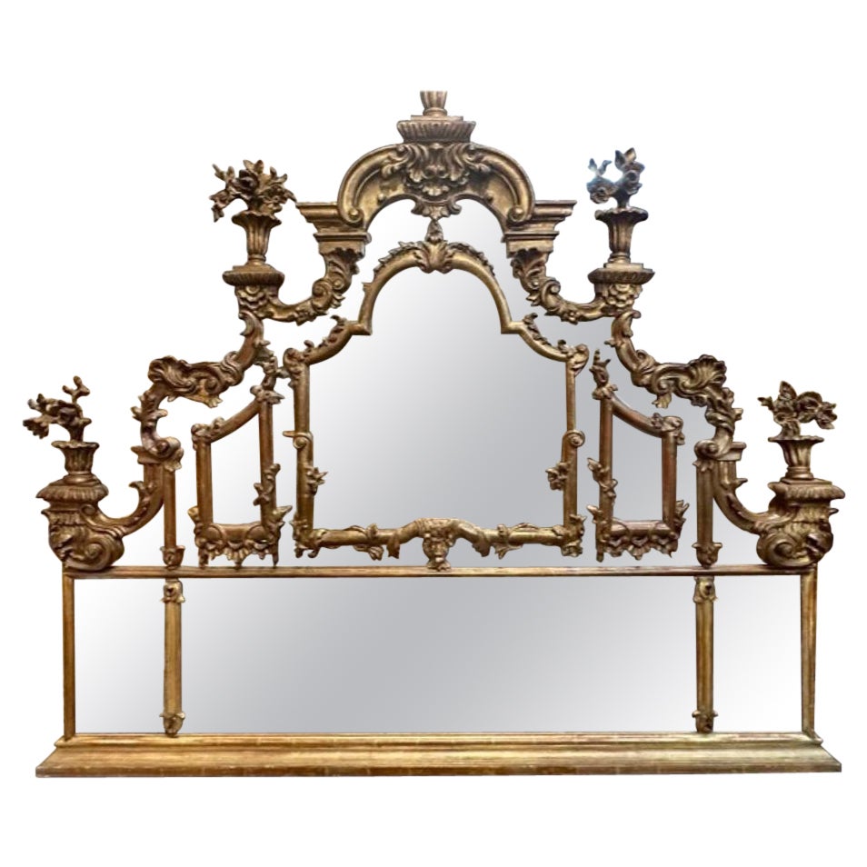 19th Century Italian Carved Mirror/Headboard