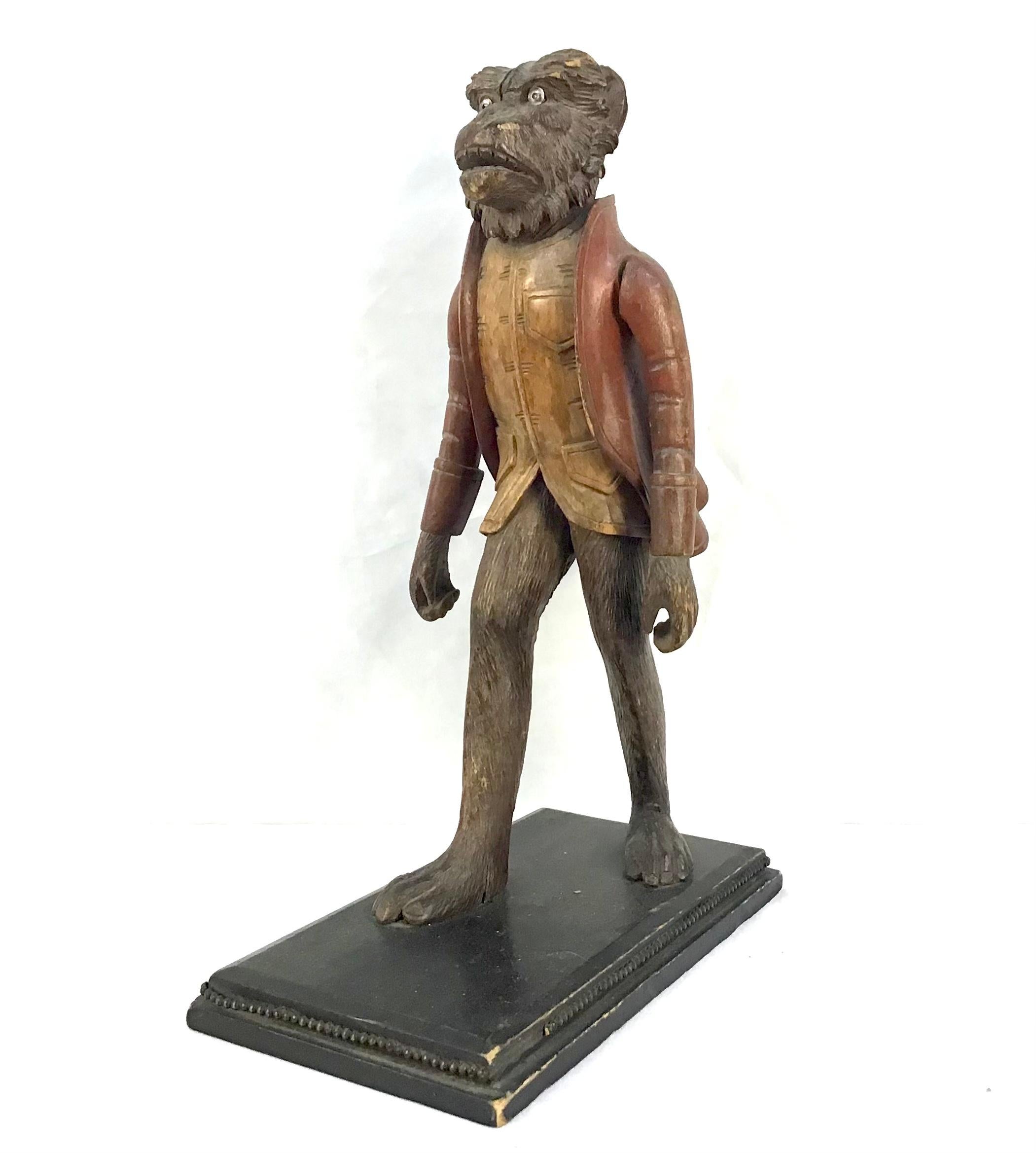 19th Century Italian Carved Monkey Butler In Good Condition For Sale In Bradenton, FL