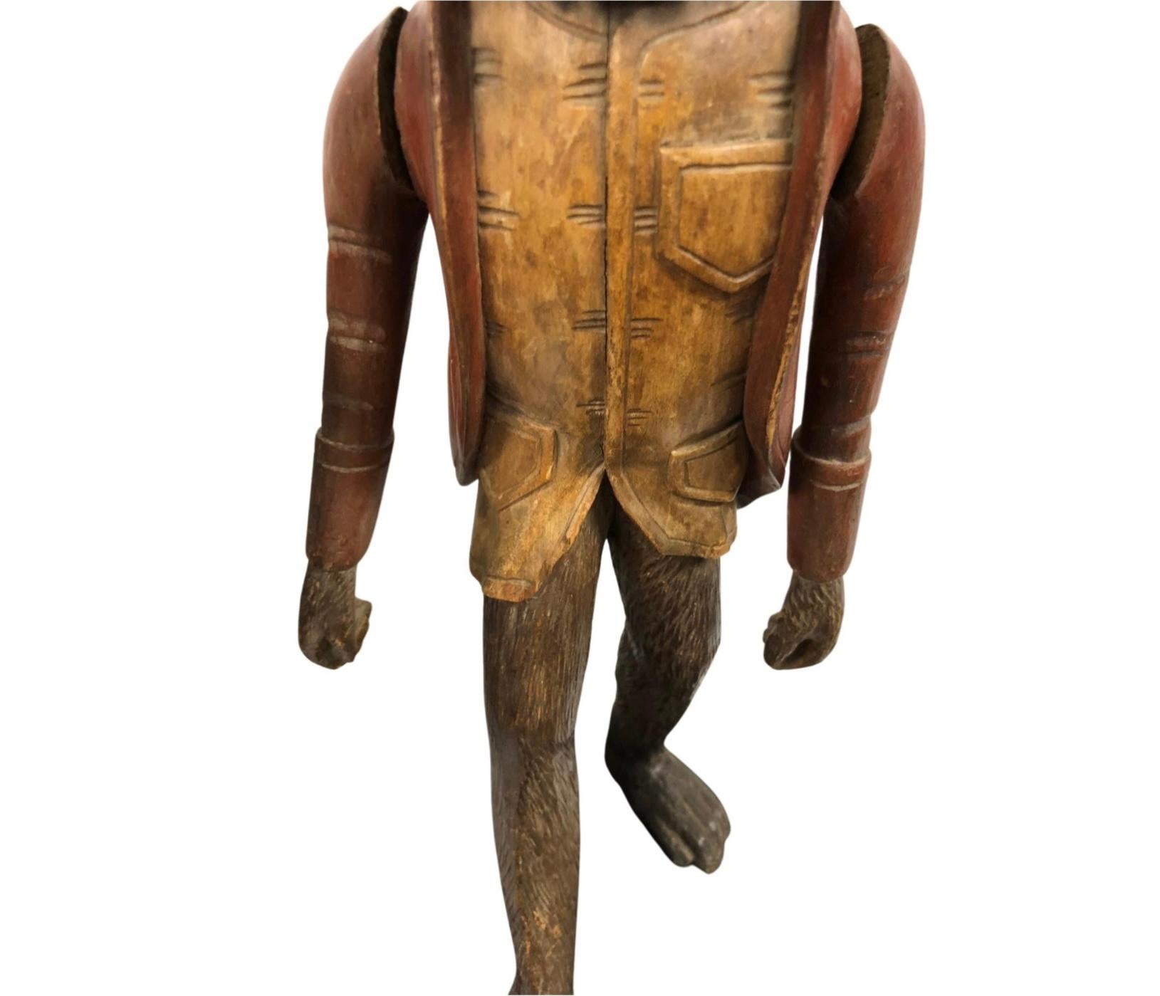 Wood 19th Century Italian Carved Monkey Butler For Sale