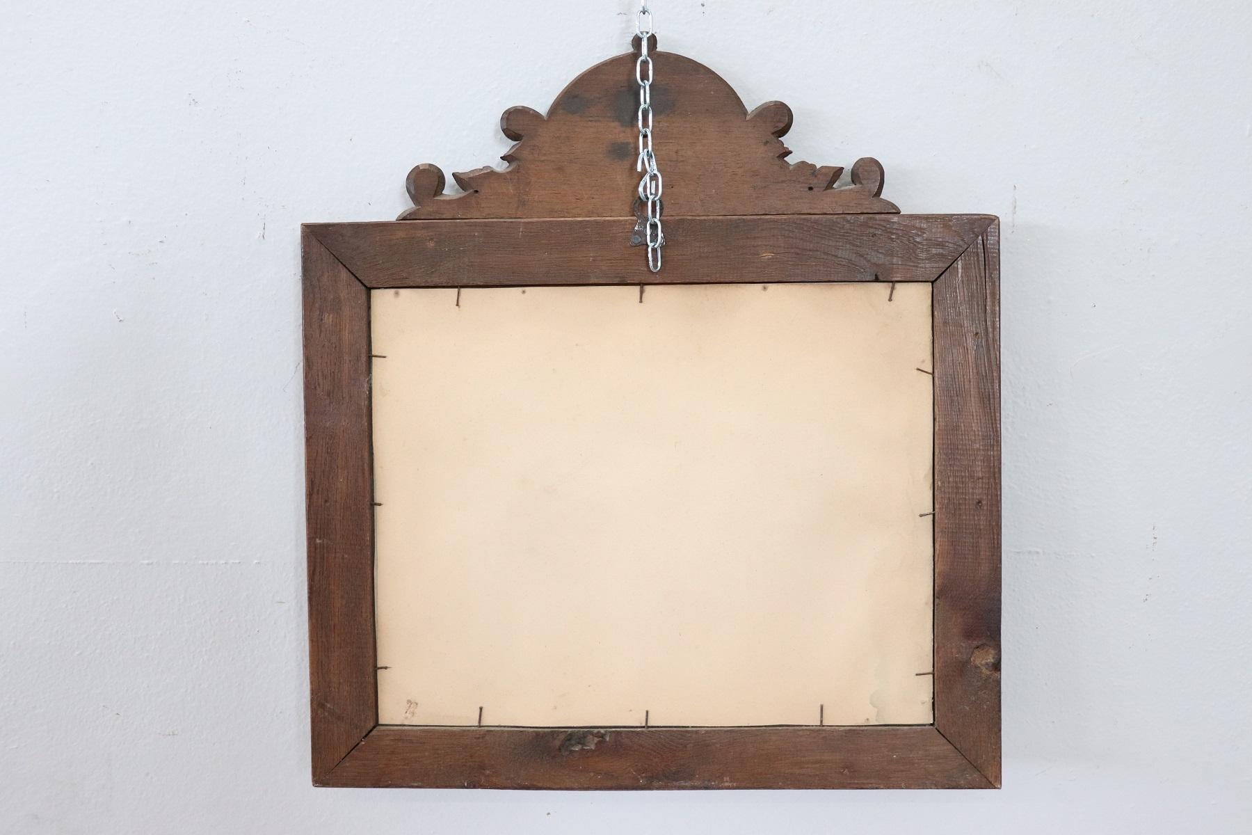 Late 19th Century 19th Century Italian Carved Oak Wood Wall Mirror