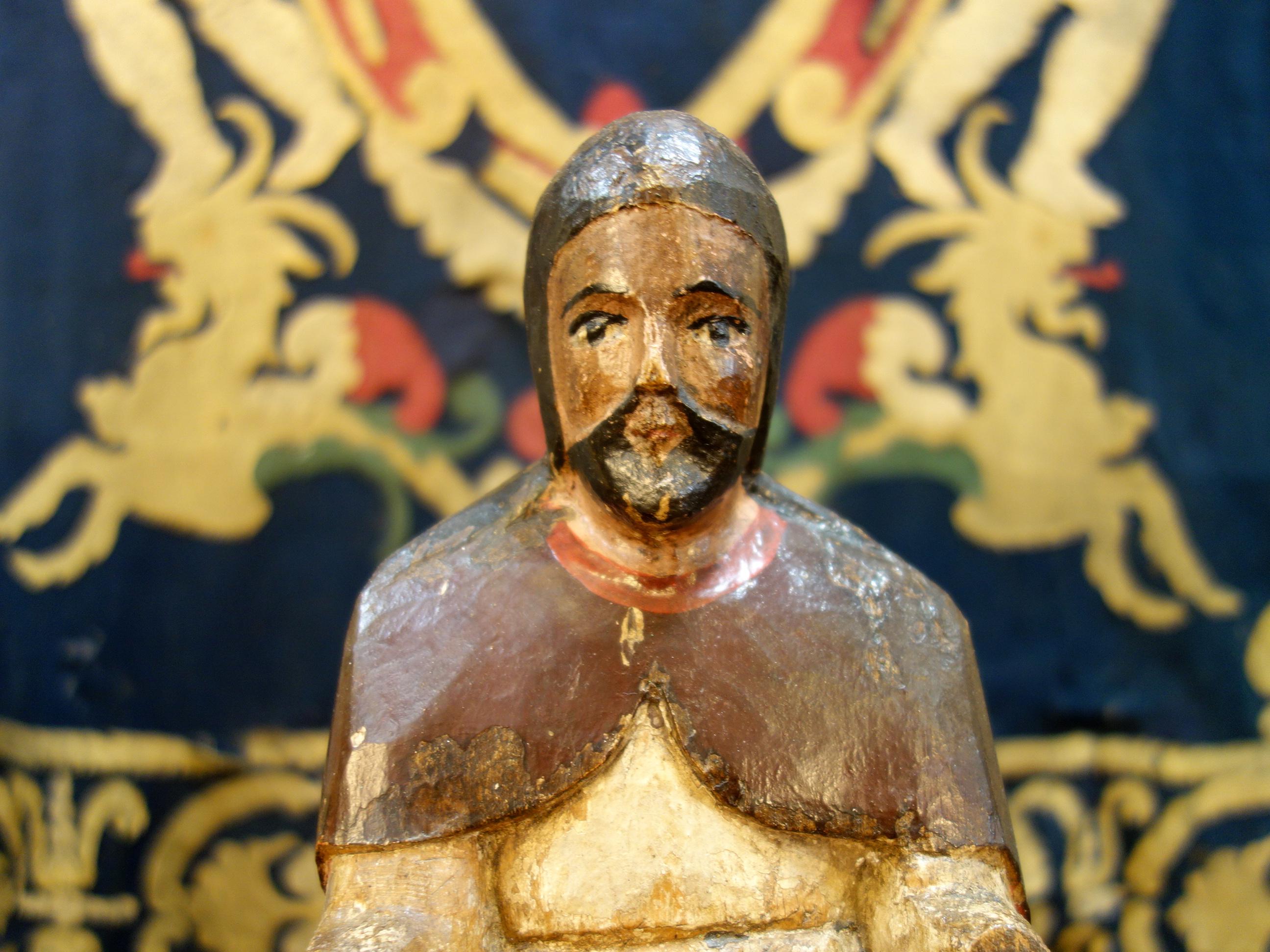 Sculpture en bois Santos, homme primitif italien du 19e siècle sculpté et peint en vente 3