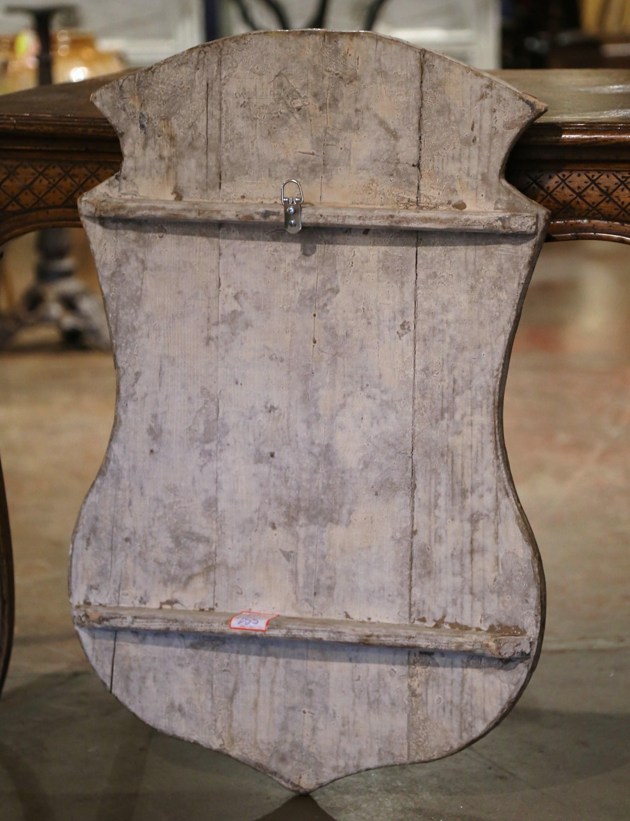 19th Century Italian Carved Painted Wall Hanging Shield with Family Crest 3