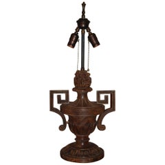 19th Century Italian Carved Pine Finial Wired as a Table Lamp