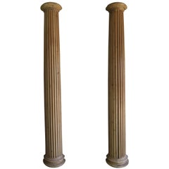 19th Century Italian Carved Pinewood Pilasters, Pair