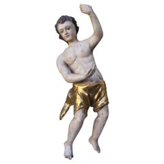 Statue italienne sculptée du 19ème siècle sur socle en lucite
