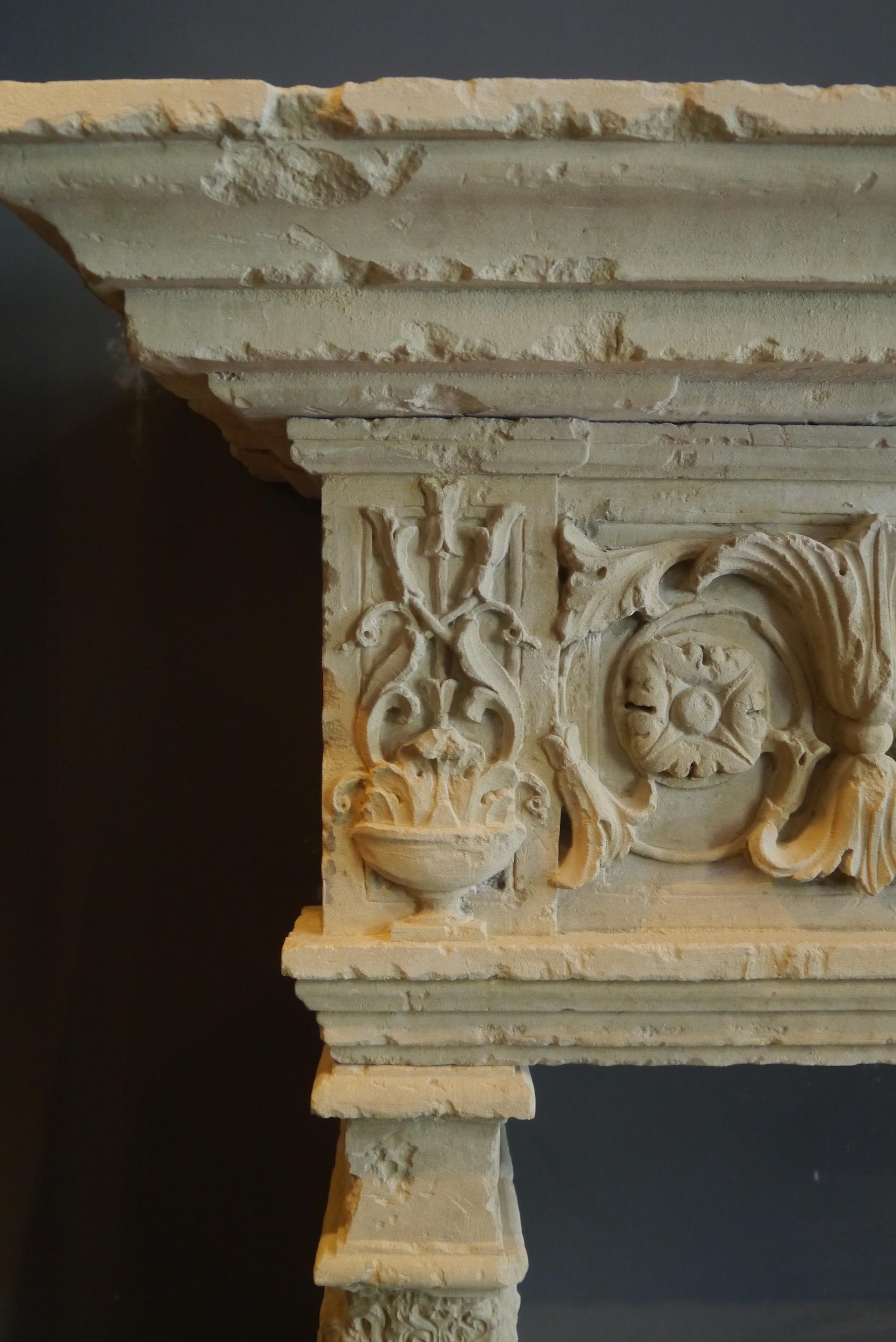 19th Century Italian Carved Stone Mantel Piece For Sale 1