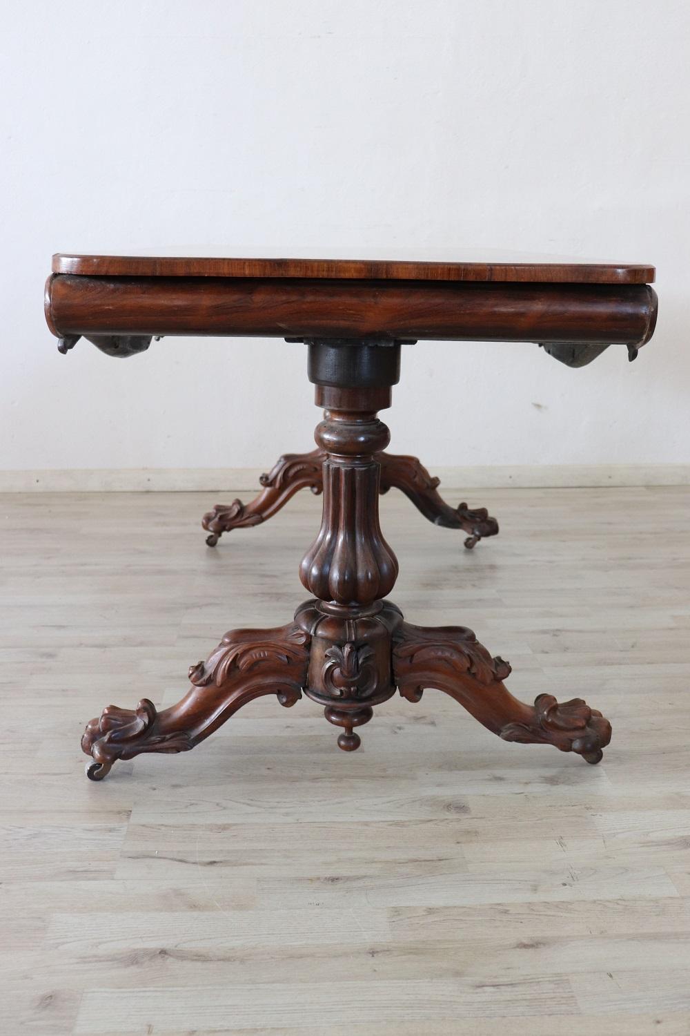 19th Century Italian Carved Walnut Antique Writing Desk 6