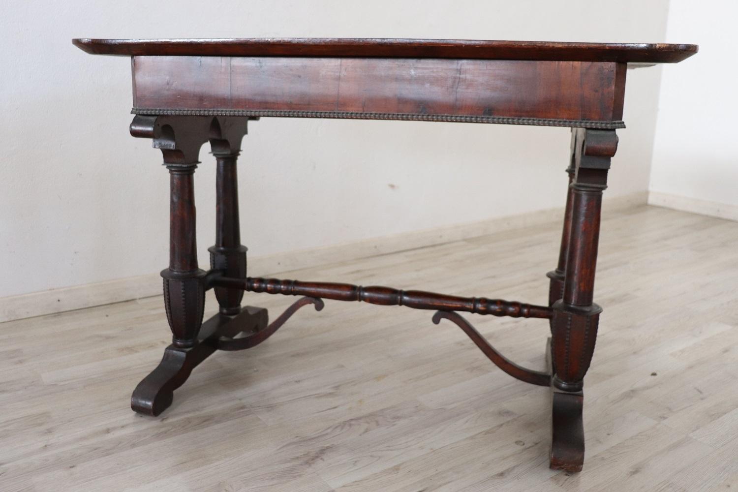 19th Century Italian Carved Walnut Antique Writing Desk For Sale 10