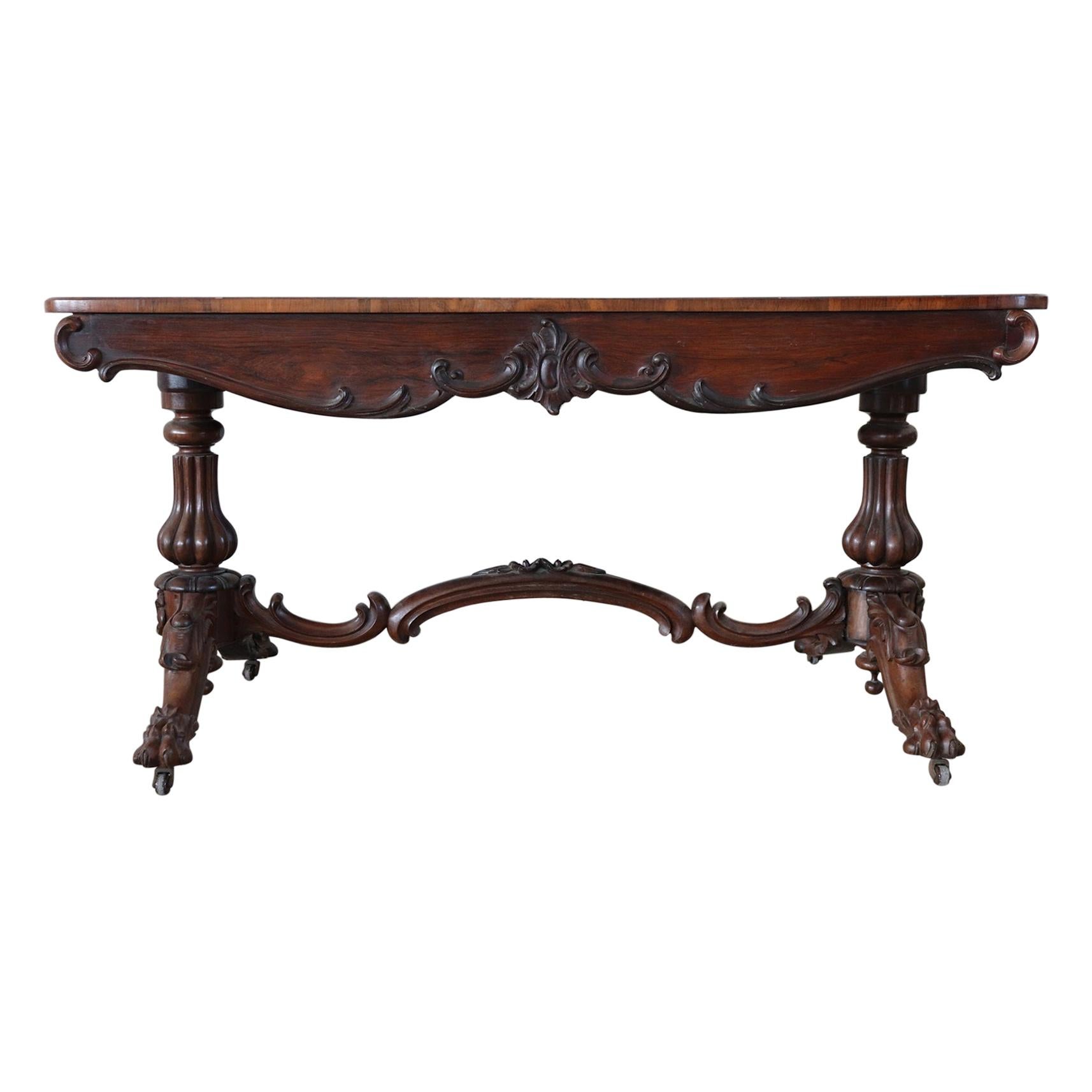 19th Century Italian Carved Walnut Antique Writing Desk