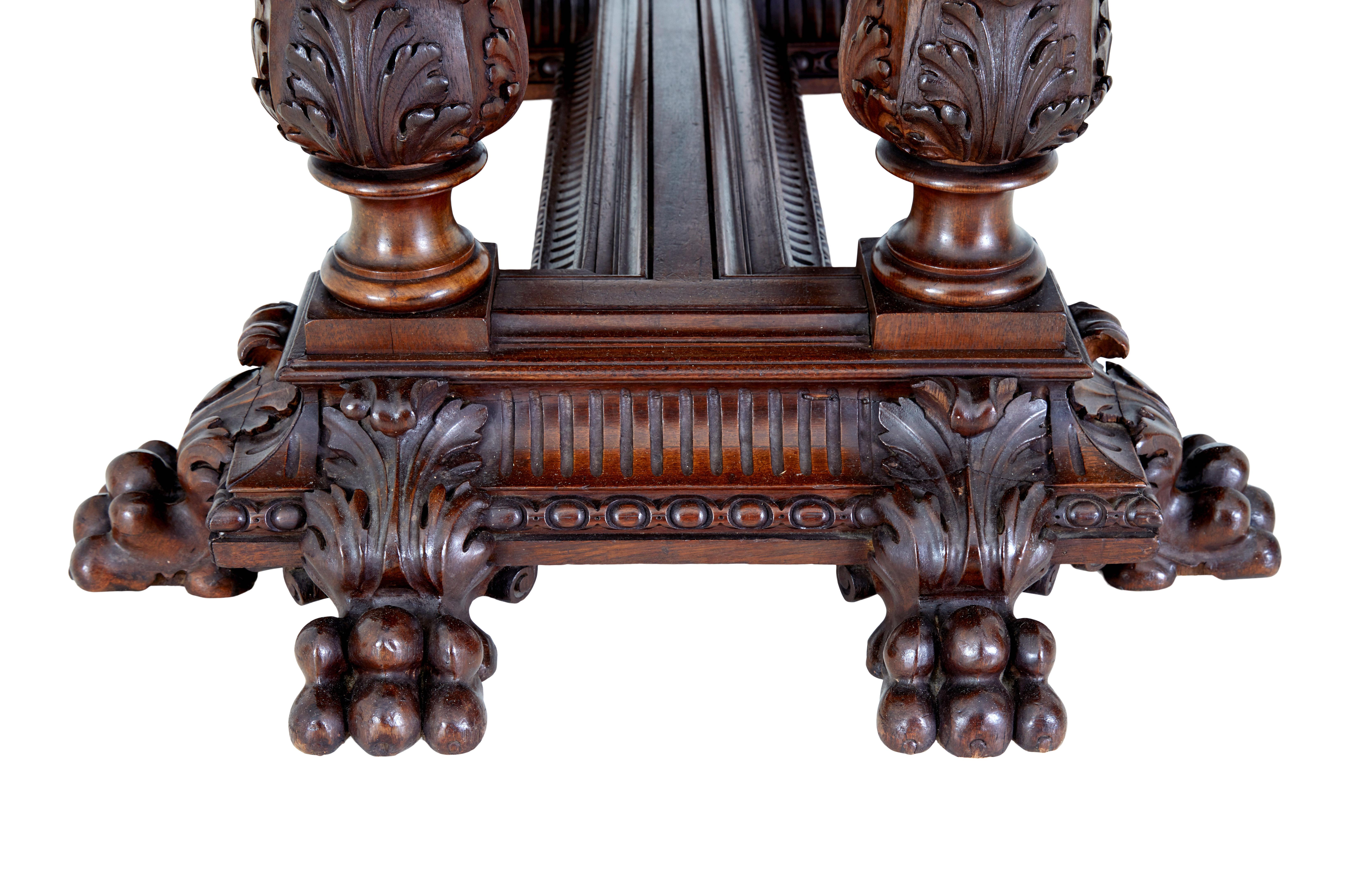 19th Century 19th century Italian carved walnut center table