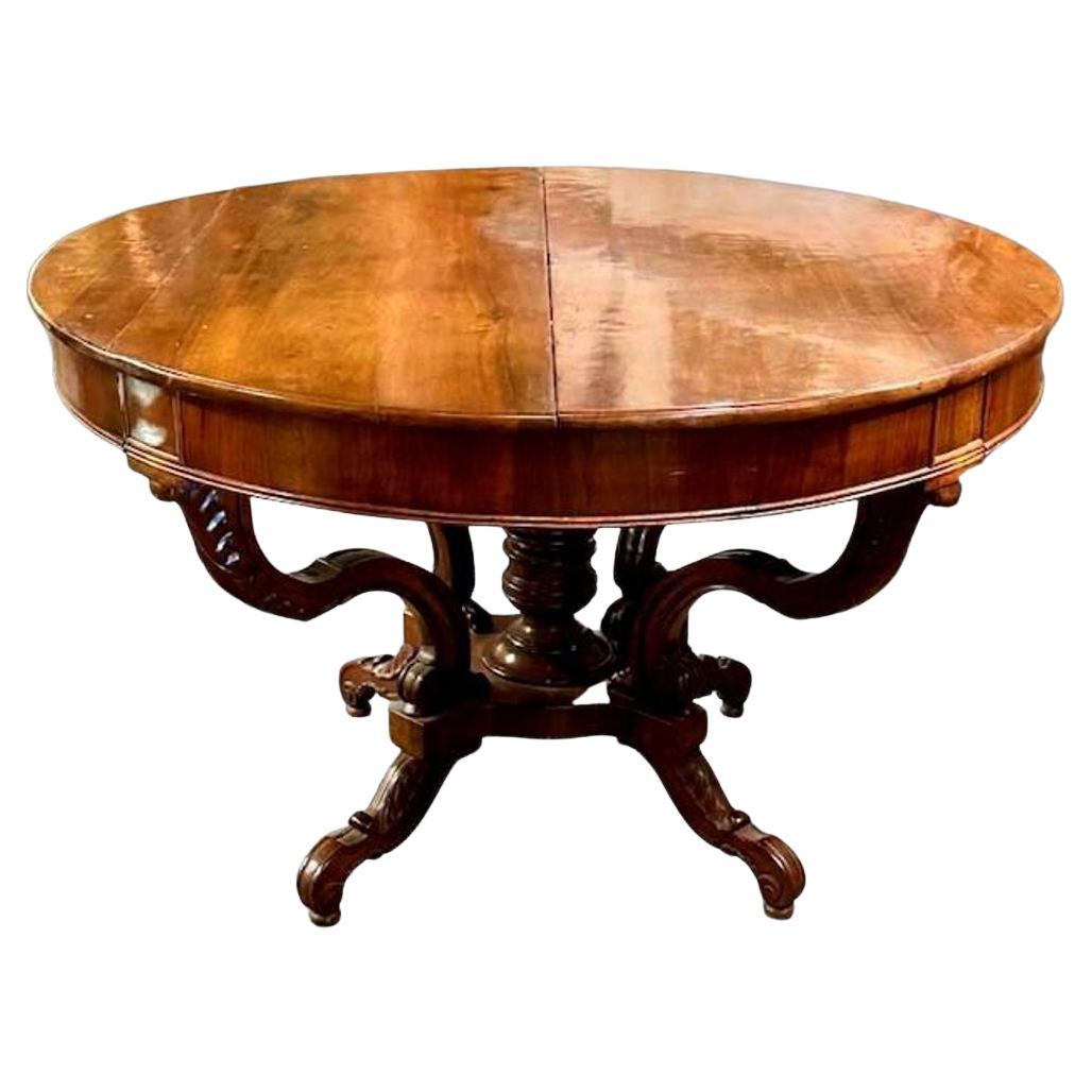 19th Century Italian Carved Walnut Center Table For Sale