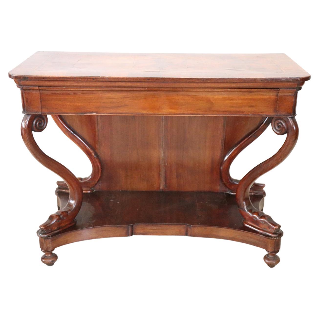 19th Century Italian Carved Walnut Charle X Antique Console Table