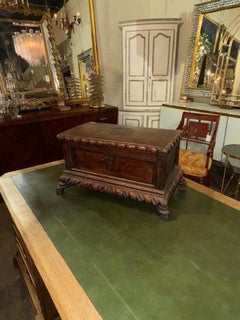 19th Century Italian Carved Walnut Coffer