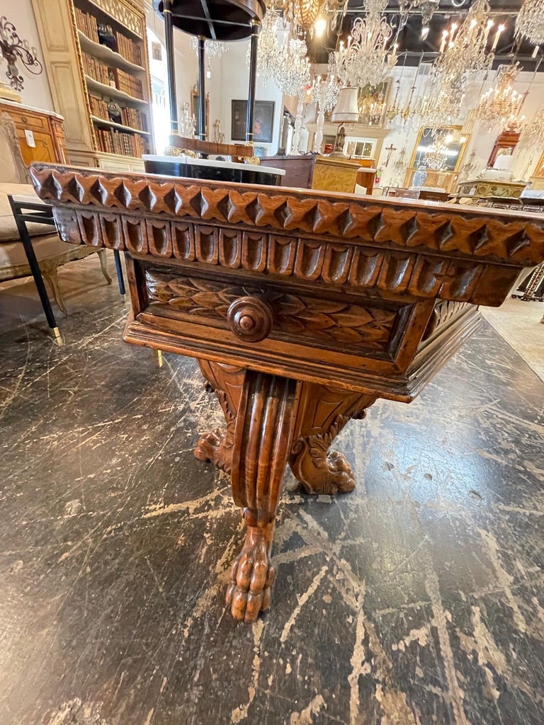 19th Century Italian Carved Walnut Hexagonal Side Table 2