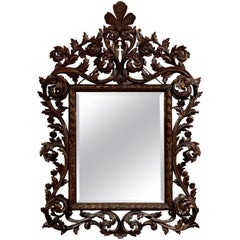 19th Century Italian Carved Walnut Mirror