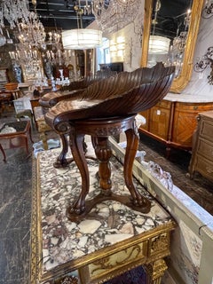 19th Century Italian Carved Walnut Shell Form Grotto Swivel Stools