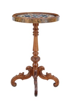 19th Century Italian Carved Walnut Specimen Marble-Top Side Table