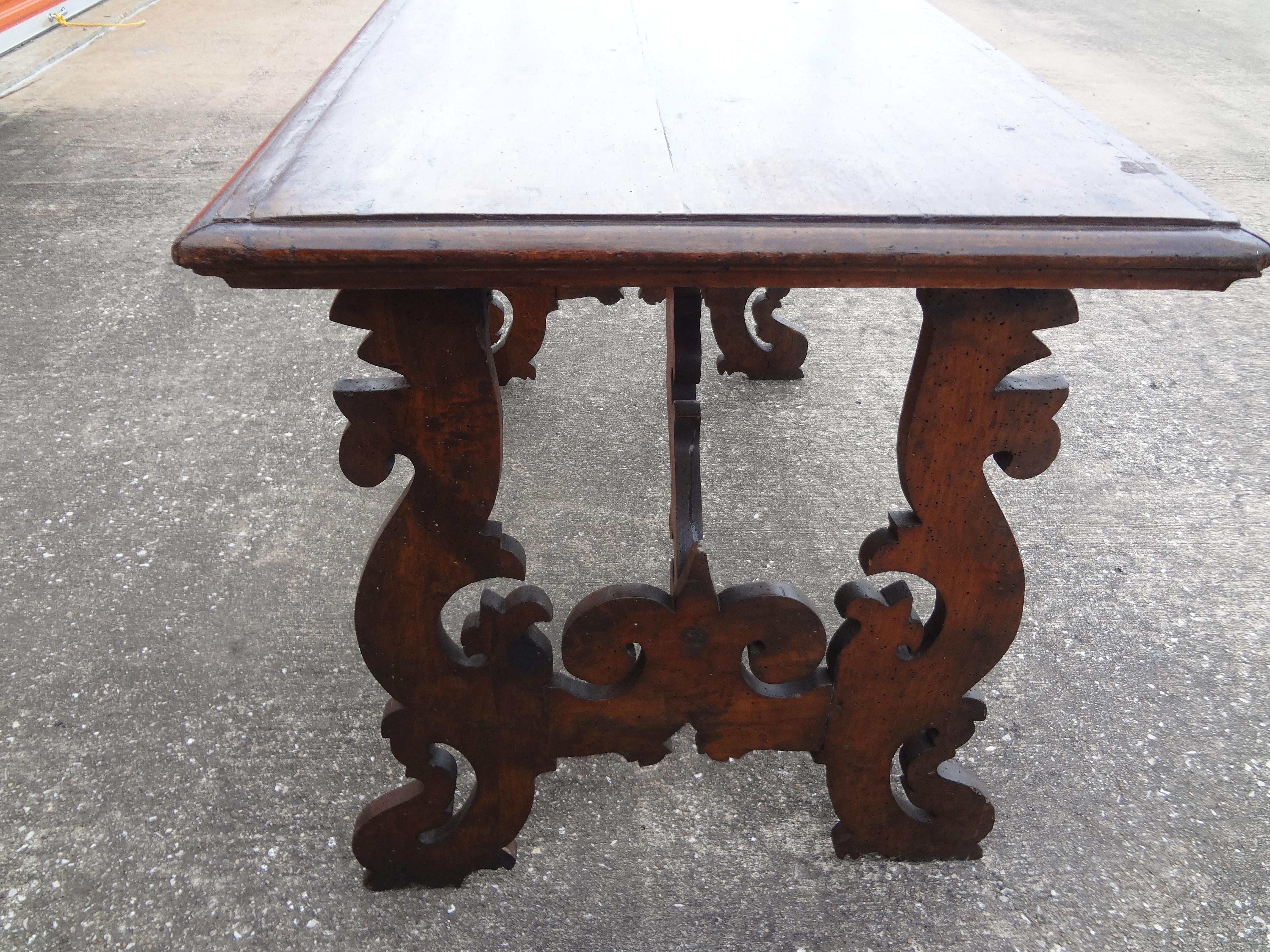 19th Century Italian Carved Walnut Table In Good Condition For Sale In Houston, TX