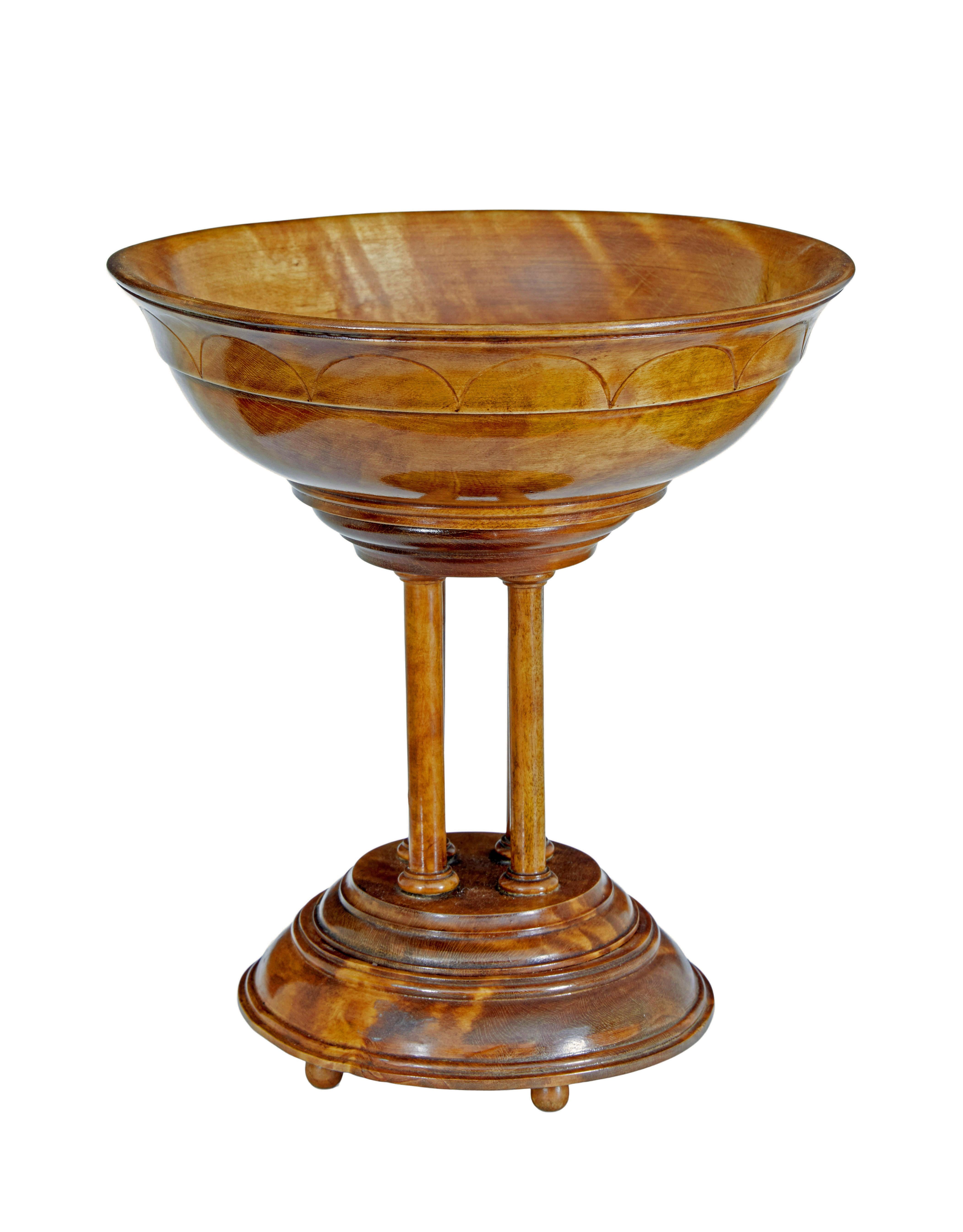 Renaissance Revival 19th century Italian carved walnut tazza For Sale