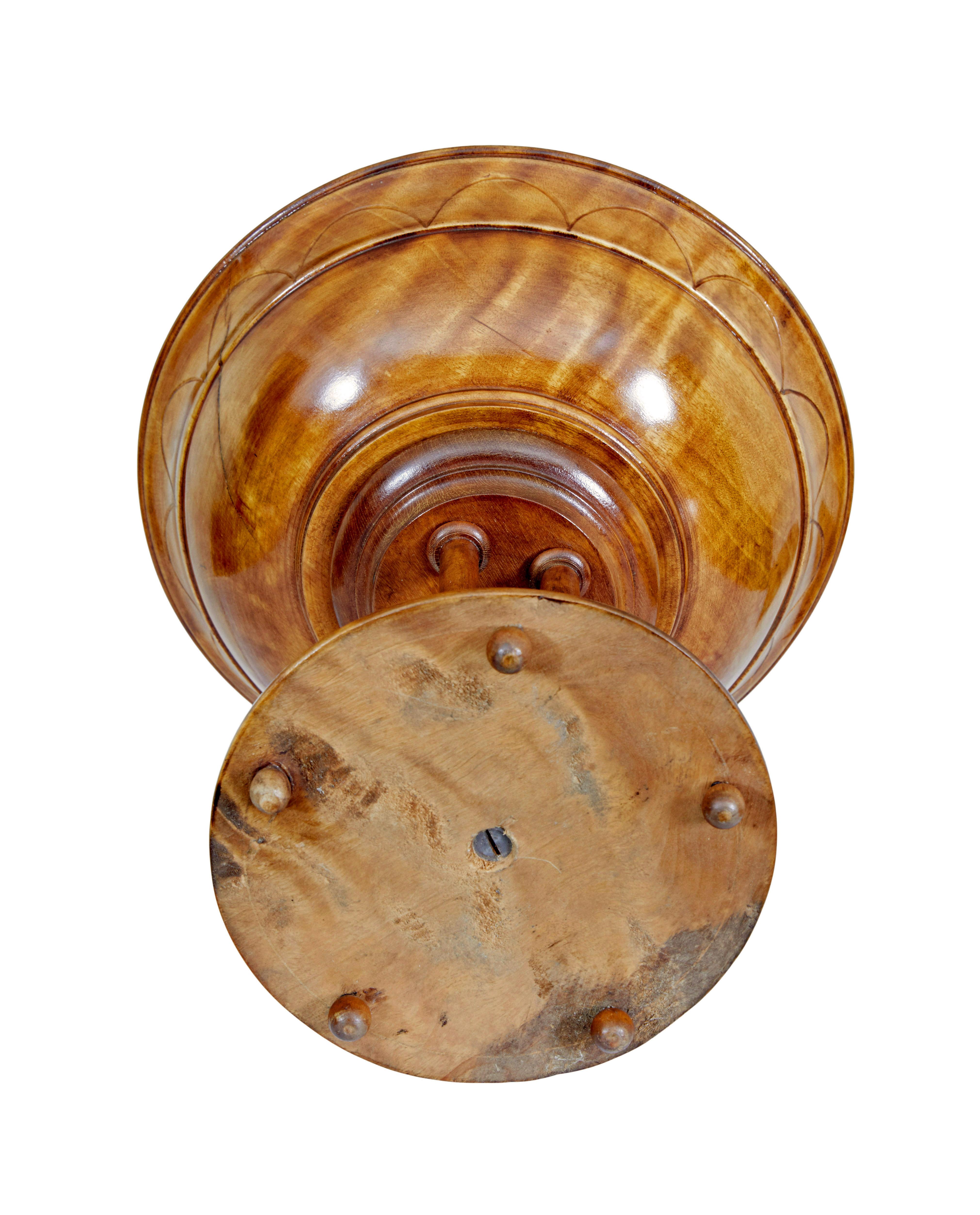 Hand-Carved 19th century Italian carved walnut tazza For Sale