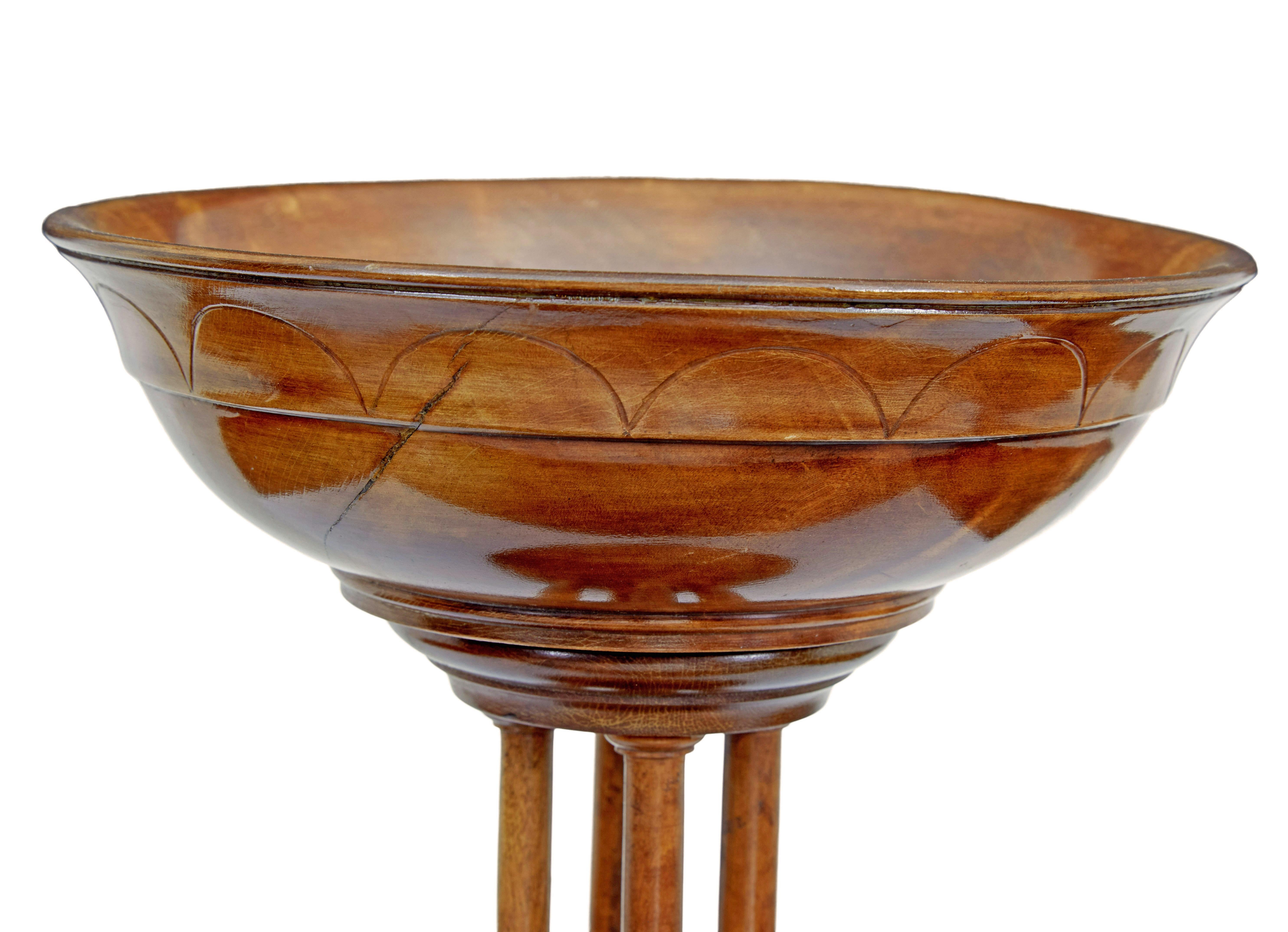 19th Century 19th century Italian carved walnut tazza For Sale