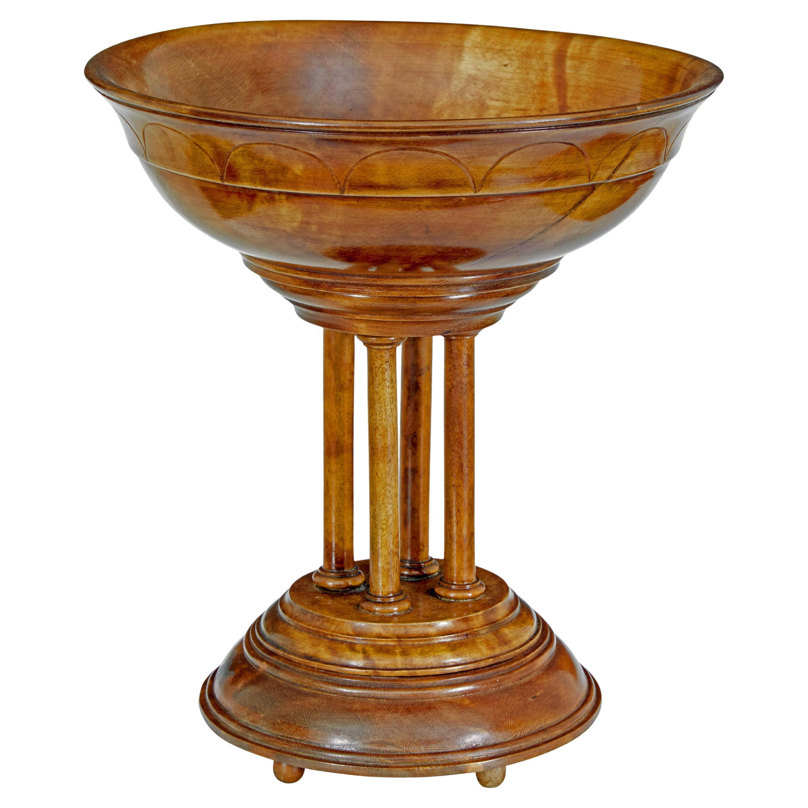 19th century Italian carved walnut tazza For Sale