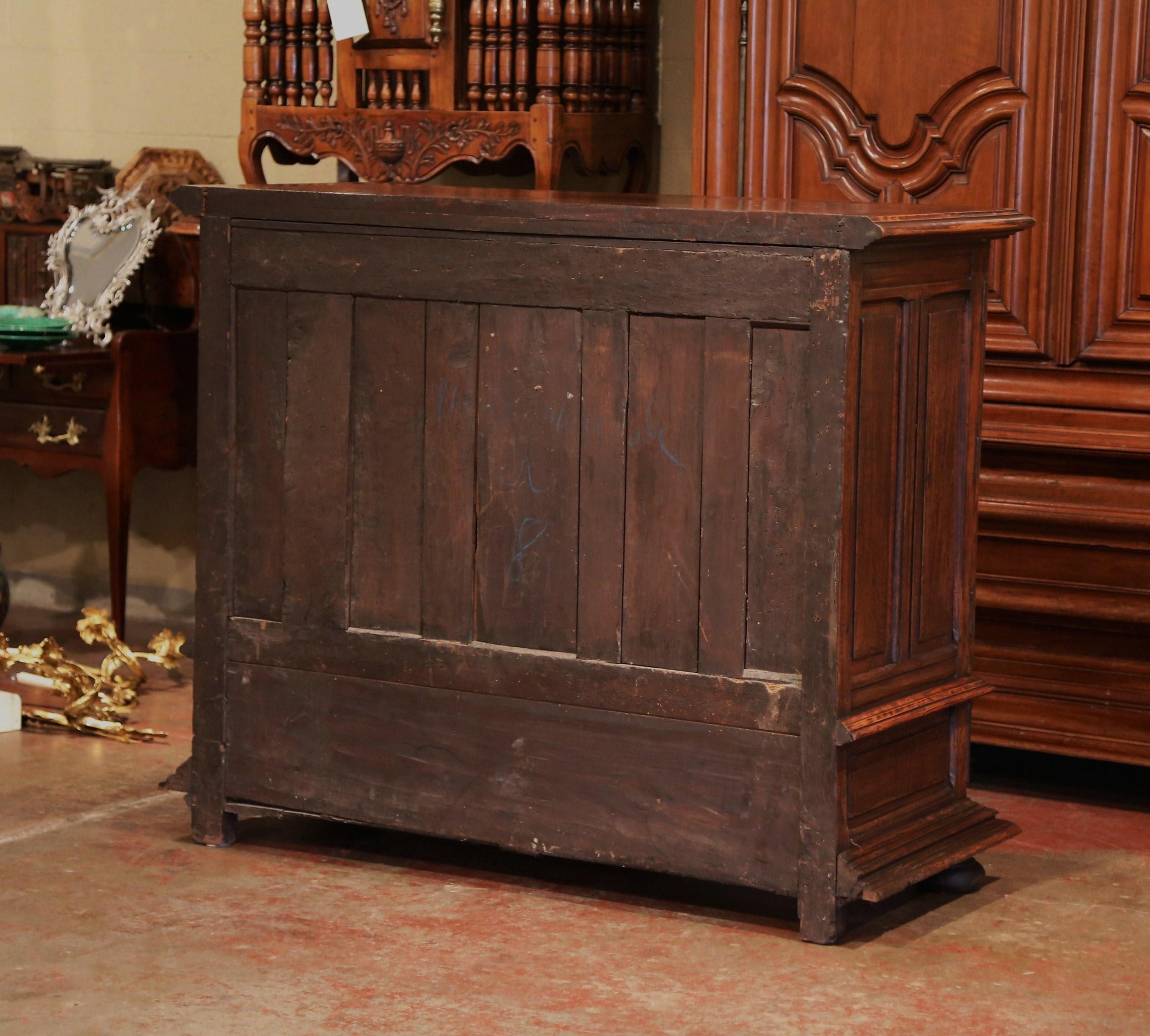 19th Century Italian Carved Walnut Two-Door Buffet Cabinet with Bottom Drawer 9