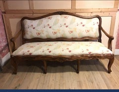 19th Century Italian Carved Walnut Upholstered Sofa, 1890s