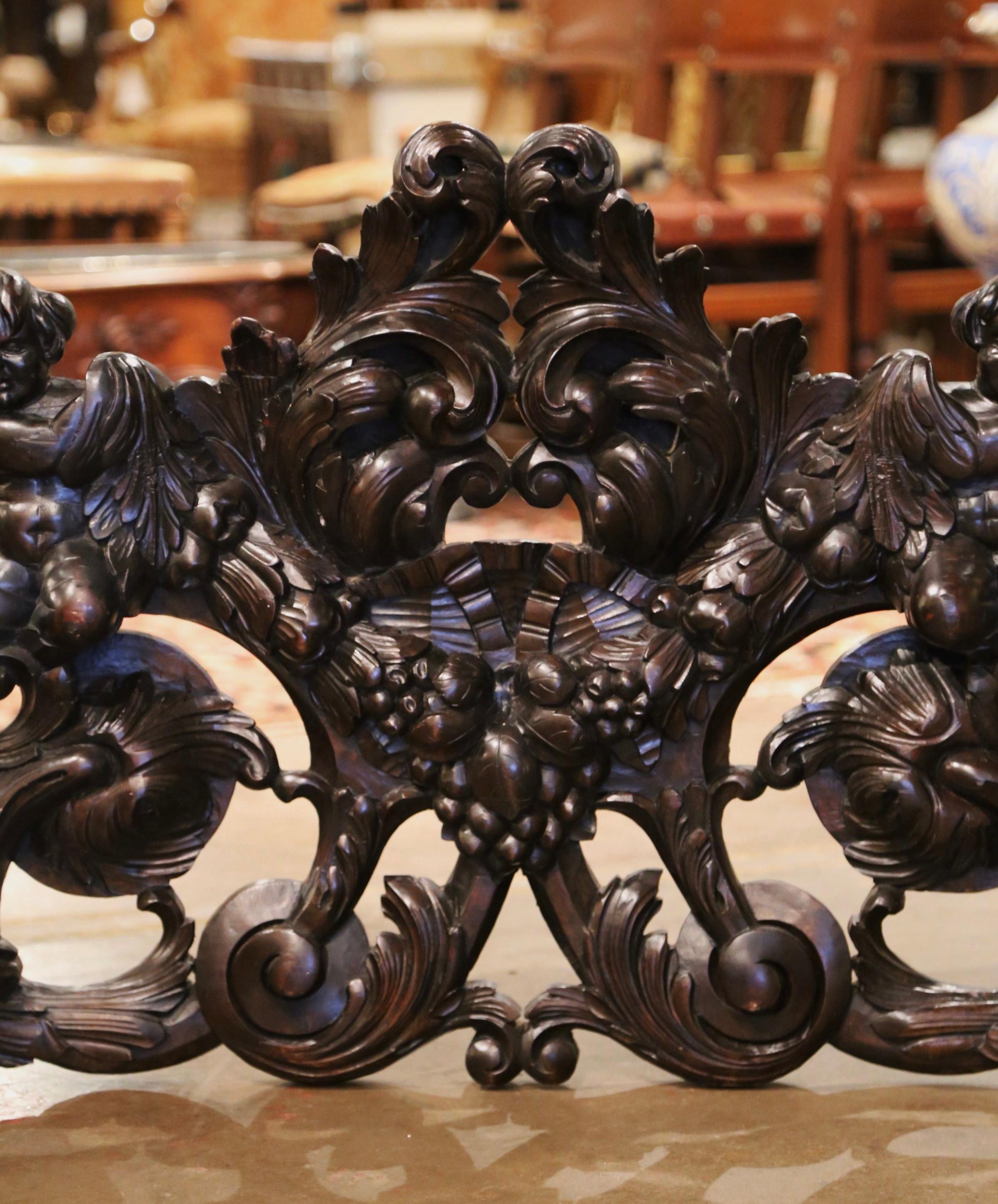 19th Century Italian Carved Walnut Wall Mounted Sculpture with Cherub Figures 1