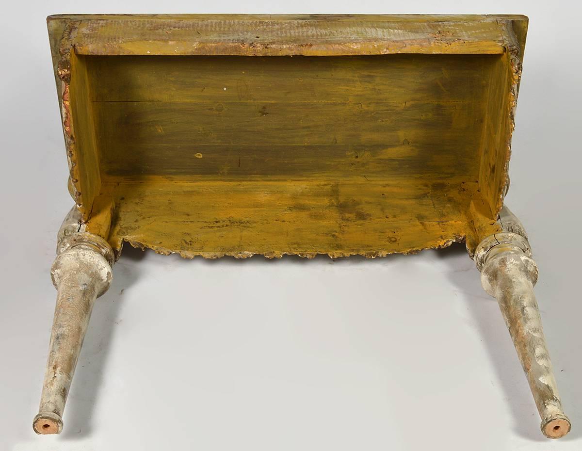 19th Century Italian Carved Wood Console with Faux Marbleized Painted Top 3