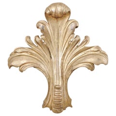 19th Century Italian Carved-Wood Curled Acanthus Leaf Plum Wall Ornament