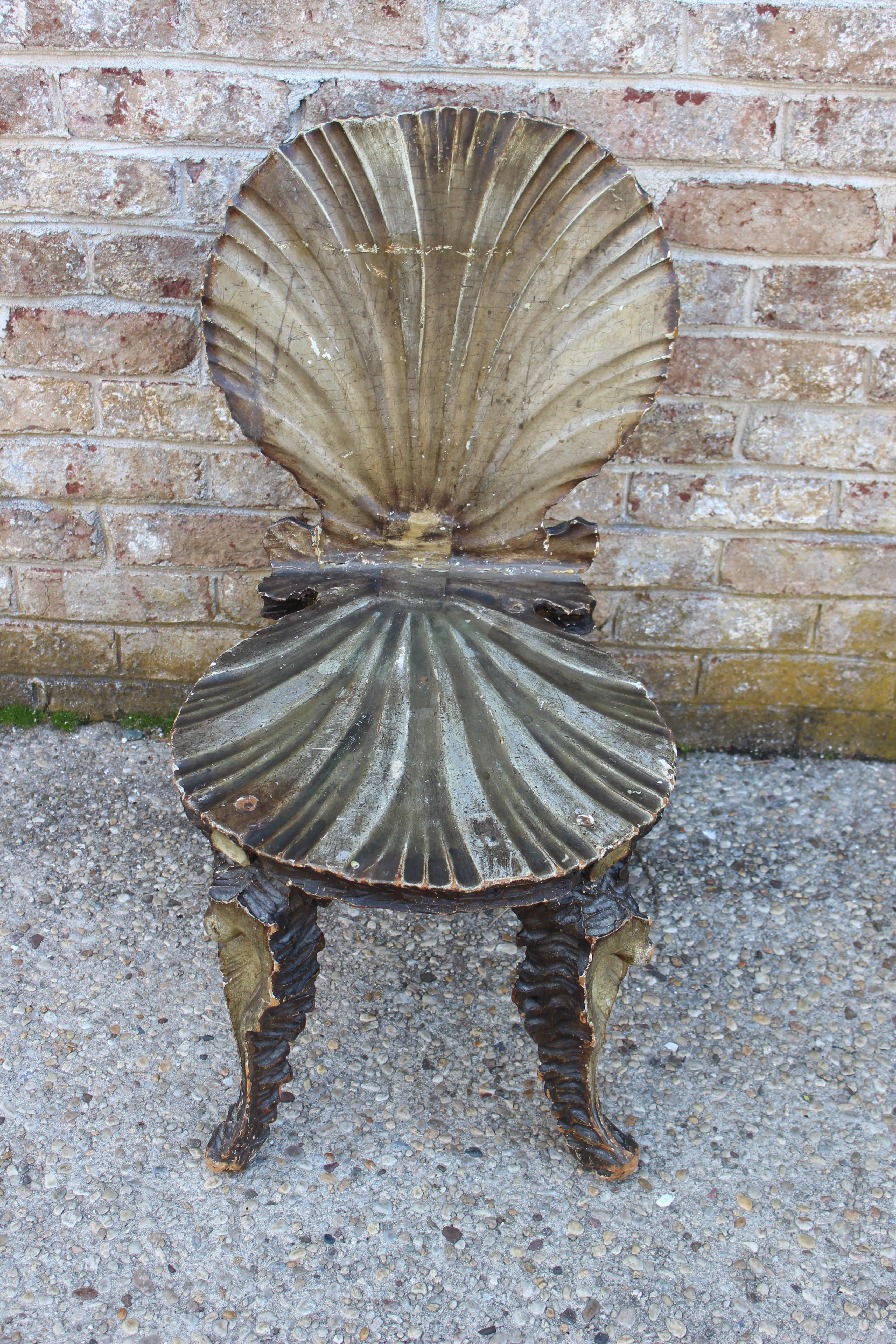 19th Century Italian Carved Wood Grotto Chair 5