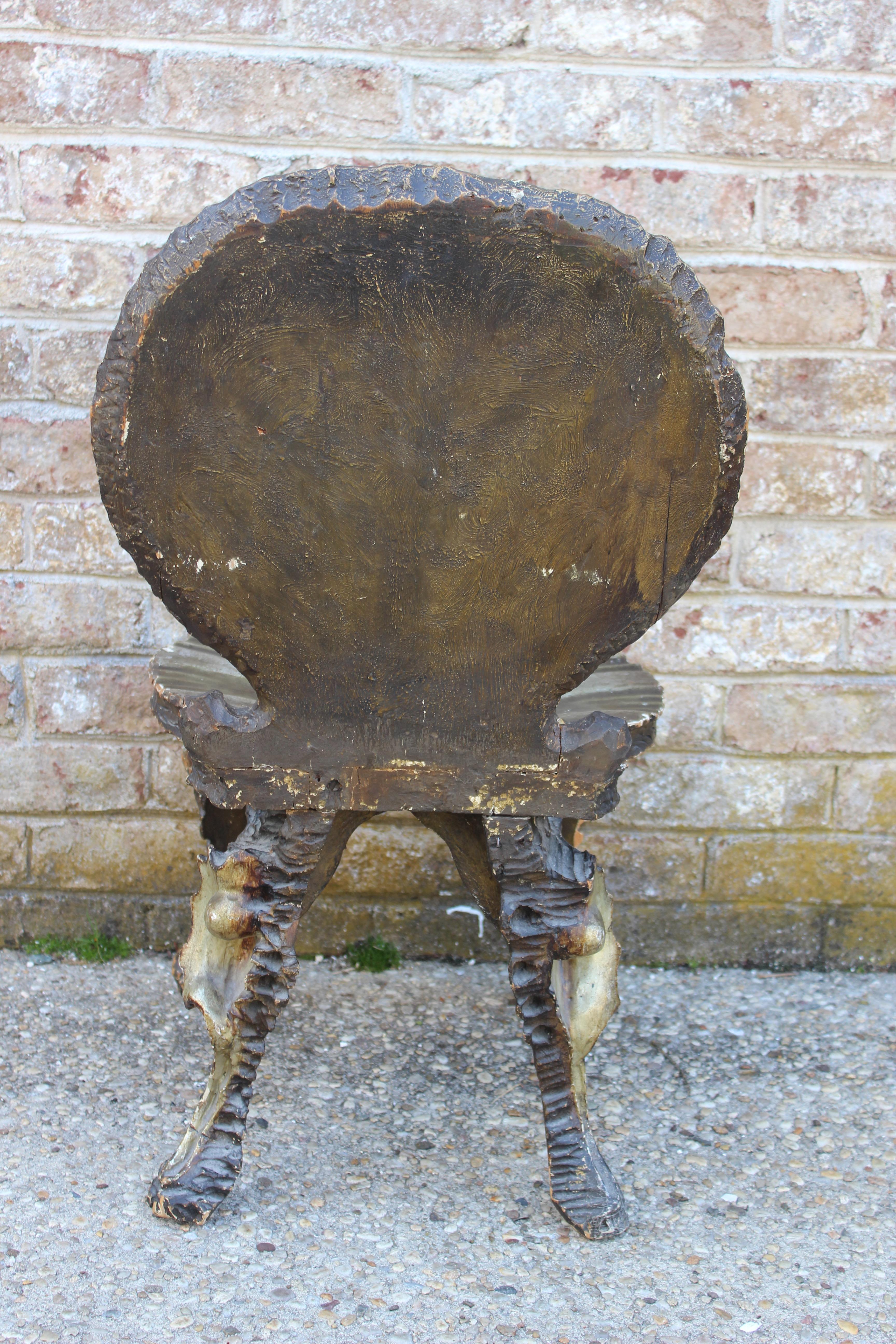 19th Century Italian Carved Wood Grotto Chair 6
