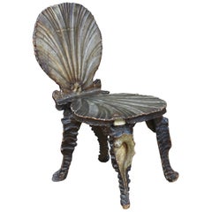 19th Century Italian Carved Wood Grotto Chair