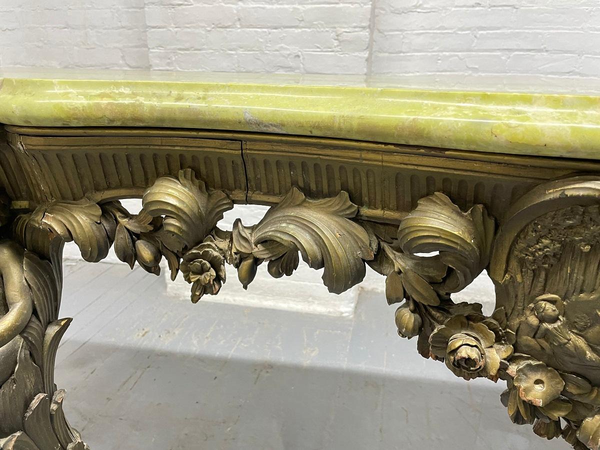 19th Century Italian Carved Wood Marble-Top Console with Puttis For Sale 5