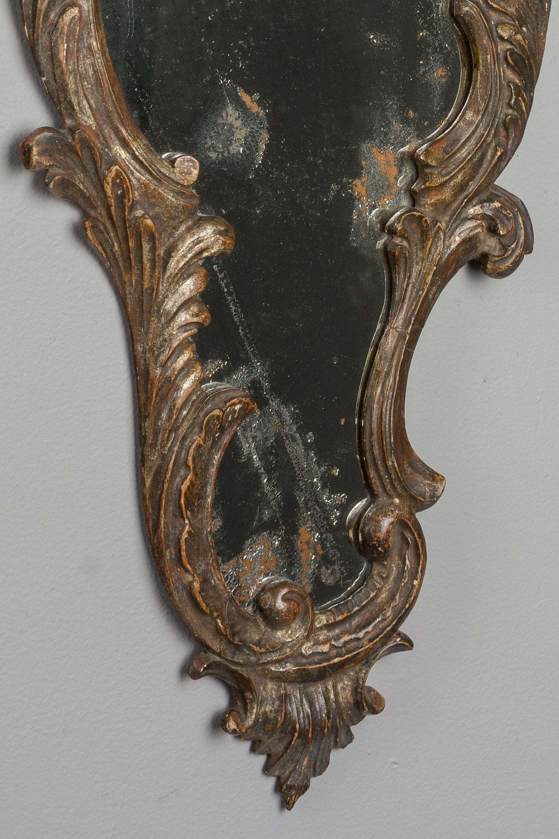 Baroque 19th Century Italian Carved Wood Mirror For Sale