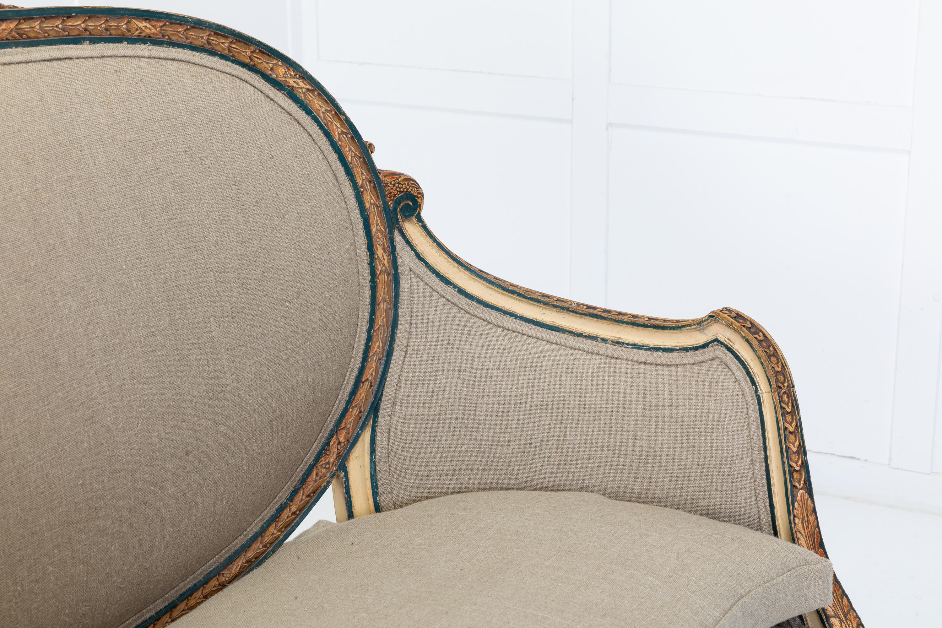 Upholstery 19th Century Italian Carved Wood Sofa