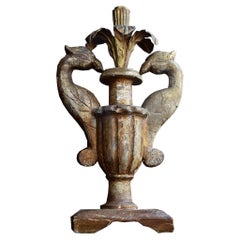 19th Century Italian Carved-Wood Urn Candlestick