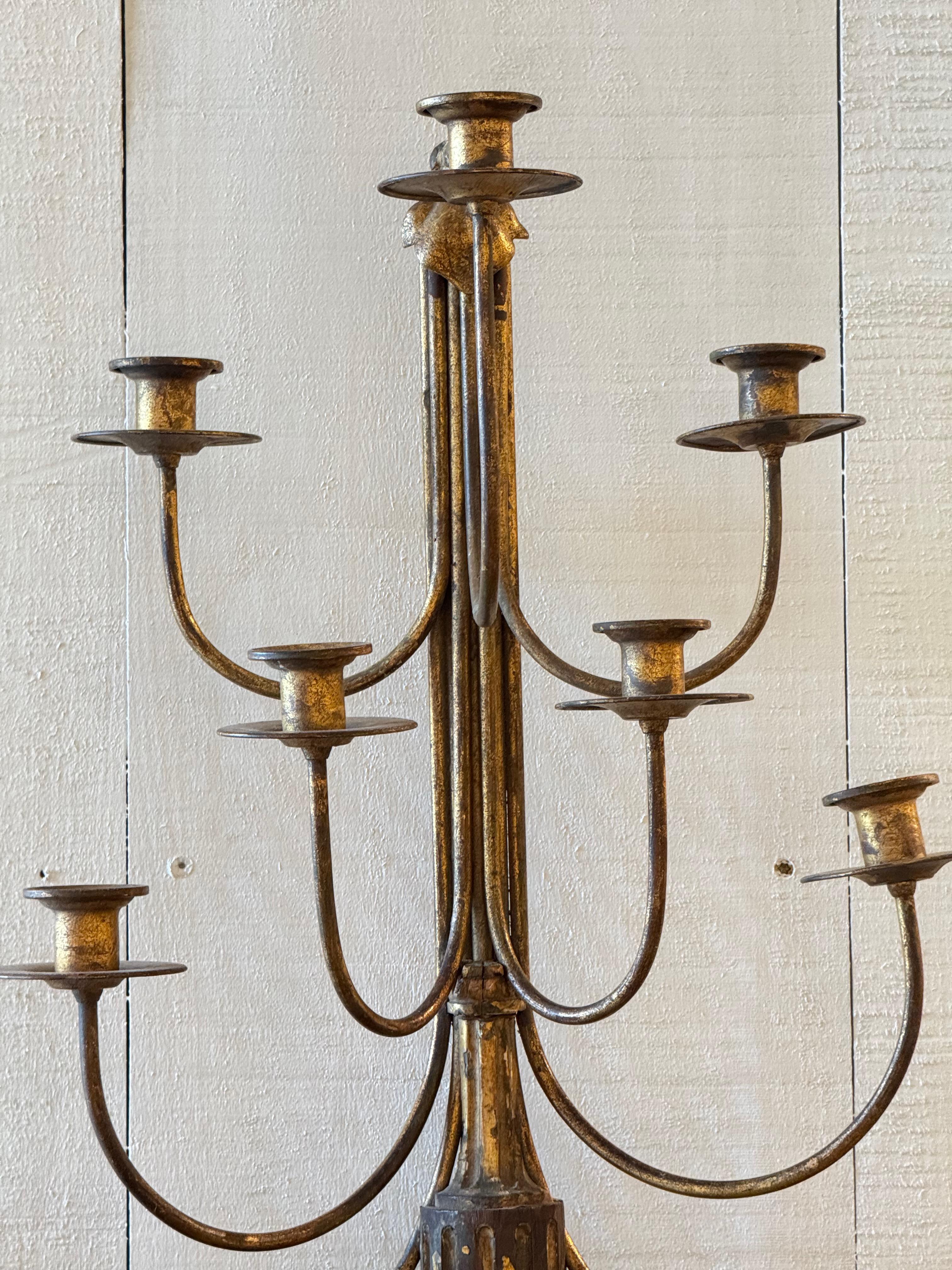 19th Century Italian Carved Wood Wall Sconce With Gilt Detailing For Sale 1