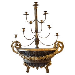 19th Century Italian Carved Wood Wall Sconce With Gilt Detailing