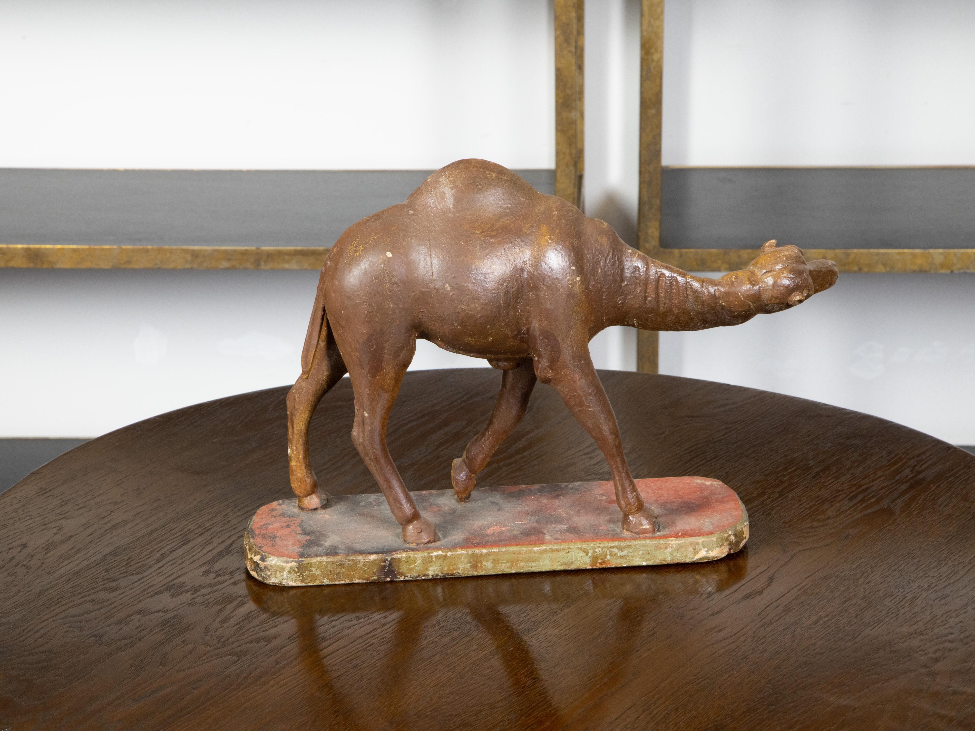 19th Century Italian Carved Wooden Dromedary Camel Sculpture on Oval Base For Sale 2