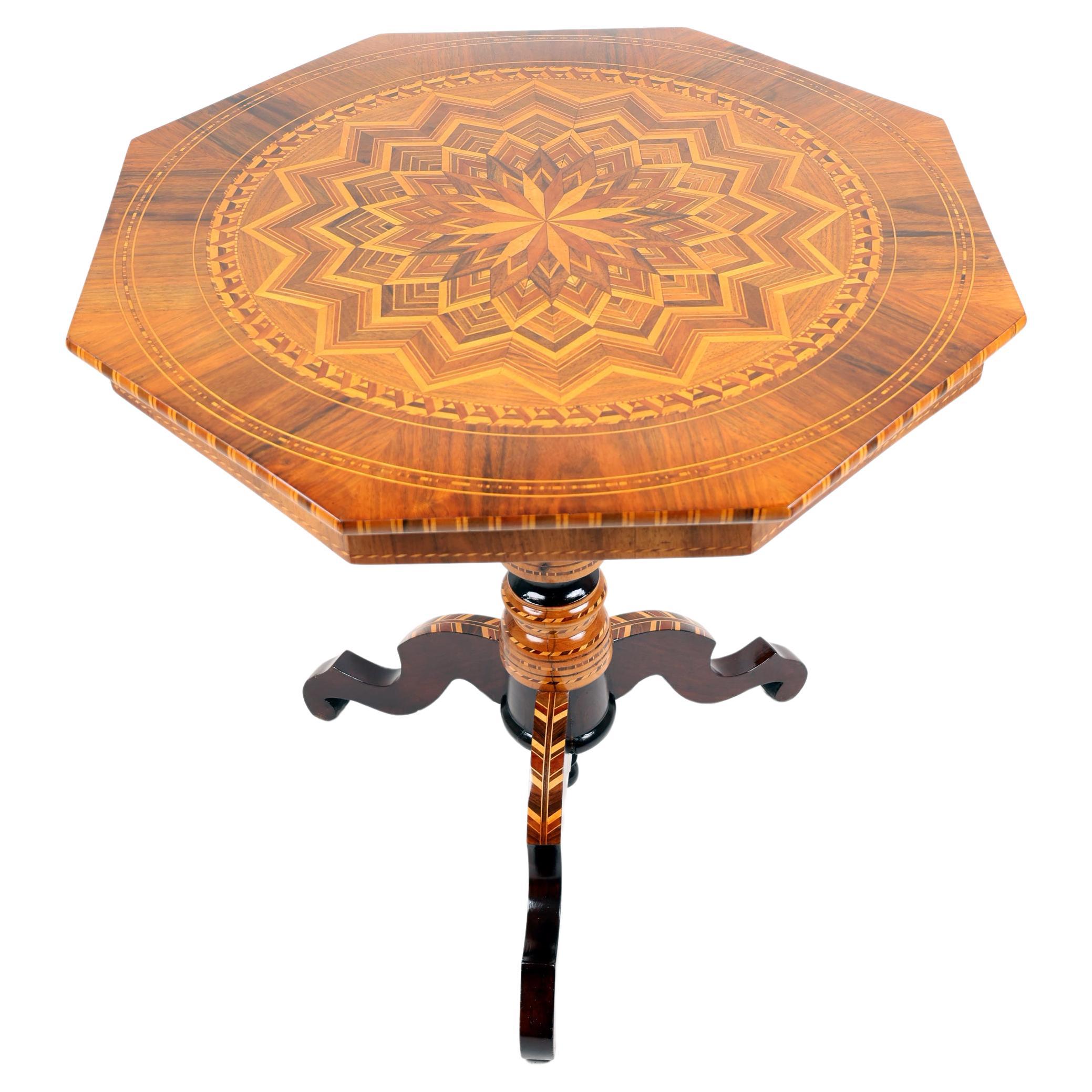 19th Century Italian Center Table with Marquetry For Sale
